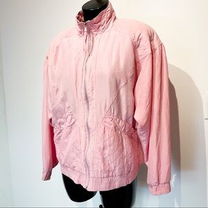 80s Vintage Silk Baby Pink Bomber Jacket